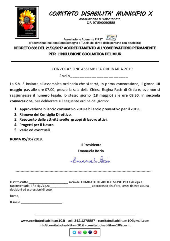convocazione assemblea comitato